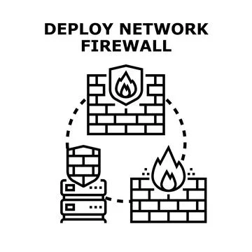 Deploying network firewall for data security concept Illustrazione stock