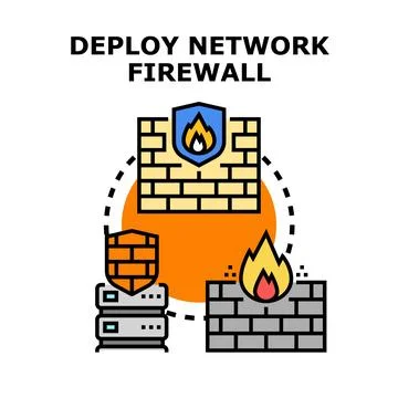 Deploying network firewall for data security concept Stock Illustration