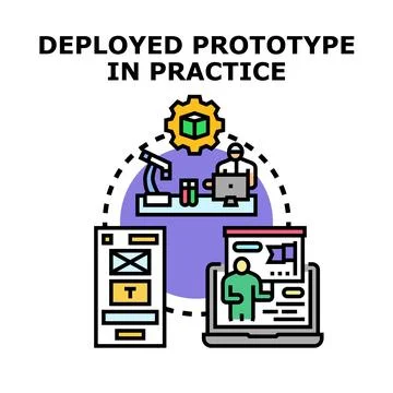 Deploying prototype in practice from development to user experience 库存插图