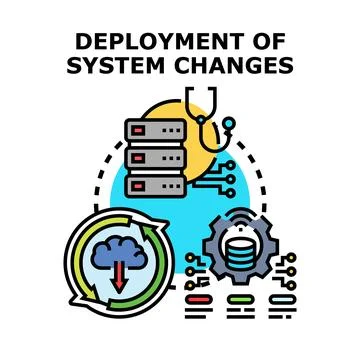 Deploying system changes and data lifecycle management Stock Illustration