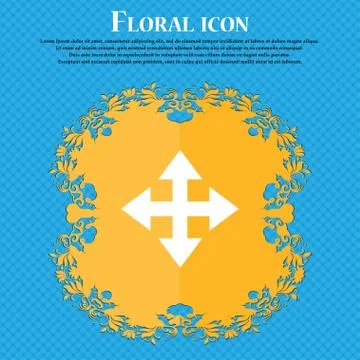 Deploying video, screen size . Floral flat design on a blue abstract backgrou Stock Illustration