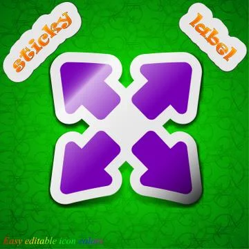 Deploying video, screen size  icon sign. Symbol chic colored sticky label on  Stock Illustration