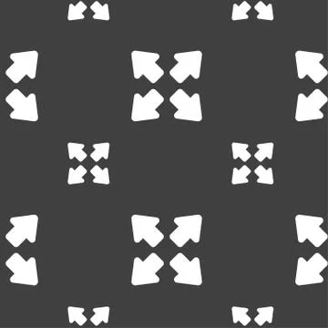 Deploying video, screen size icon sign. Seamless pattern on a gray background Stock Illustration