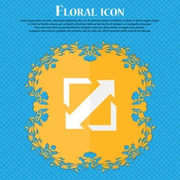 Deploying video, screen size icon sign. Floral flat design on a blue abstract Stock Illustration