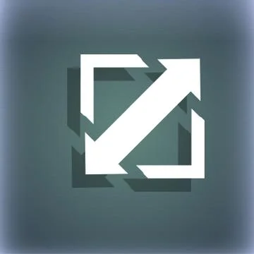 Deploying video, screen size icon sign. On the blue-green abstract background wi Stock Illustration