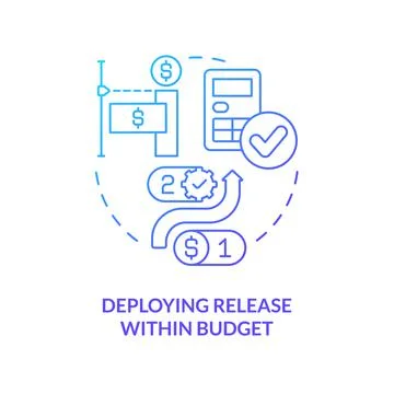 Deploying within budget blue gradient concept icon イラスト素材