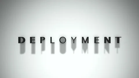 Deployment 3D title animation matte black text on a white background Stock Footage 300716538