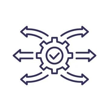 Deployment line icon, project execution vector Illustrazione stock