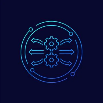 Deployment process icon, linear design Stock Illustration