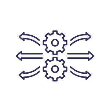 Deployment process line icon on white 스톡 일러스트