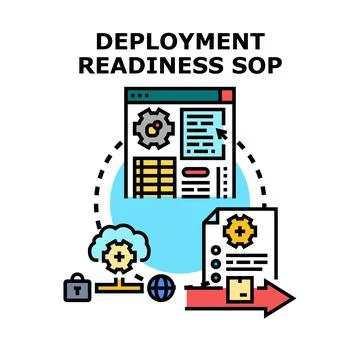 Deployment readiness standard operating procedure for software development Ilustração Stock