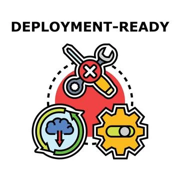 Deployment ready concept with tools, cloud and settings 库存插图