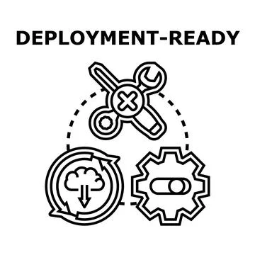 Deployment ready concept with tools, cloud and settings Illustrazione stock