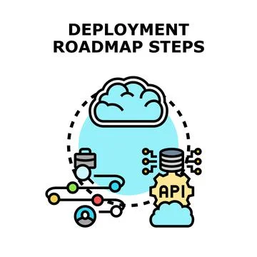 Deployment roadmap steps business process planning Stock Illustration