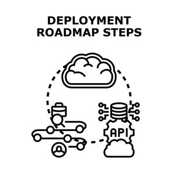 Deployment roadmap steps business process planning Stock Illustration