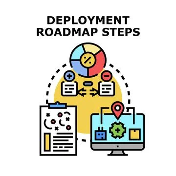 Deployment roadmap steps outlining project development process イラスト素材