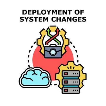Deployment of system changes process illustration Illustrazione stock