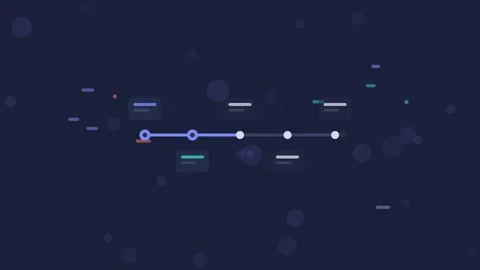 Deployment Timeline animation, dark indigo blue flat design motion graphic Video stock 342455479