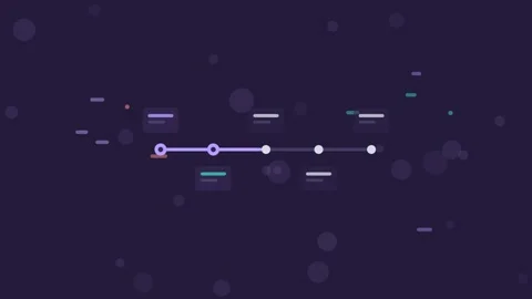 Deployment Timeline animation, dark violet flat design motion graphic Video stock 342455388