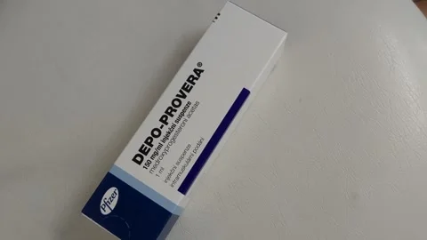 DEPO-PROVERA medication with medroxyprogesterone acetate active subst. by Pfizer Stock Footage 290144647