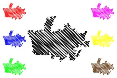 Depok City (Republic of Indonesia, Java island) map vector illustration, scri Stock Illustration