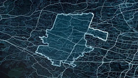 Depok Indonesia Glowing Digital Map Animation 4K Vidéo 337520088