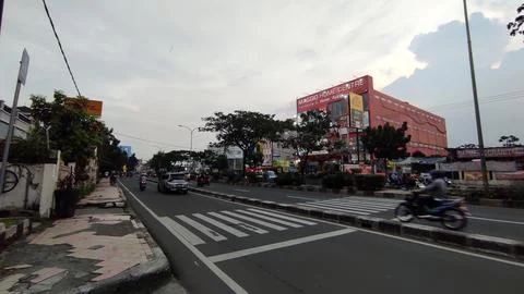 Depok, West Java, Indonesia - July 4, 2022: Margonda street scene. The road.. Fotos Stock