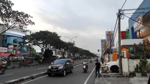 Depok, West Java, Indonesia - July 4, 2022: Margonda street scene. The road.. Фото