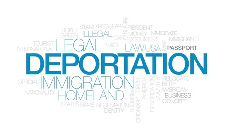 Deportation animated word cloud, text design animation. Kinetic typography. Stock Footage 75896950