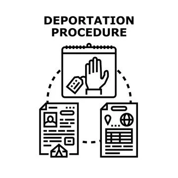 Deportation procedure representing migration and refugee documentation Stock Illustration