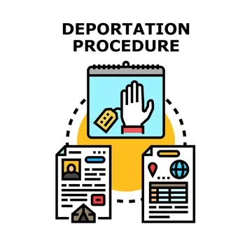 Deportation procedure representing migration and refugee documentation Stock Illustration