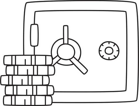 Deposit box and stack of coins savings illustration Illustrazione stock