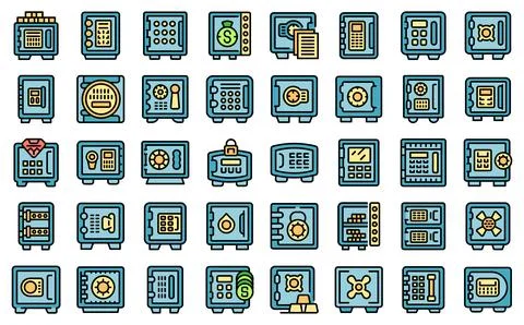 Deposit box icons set vector color flat Stock Illustration