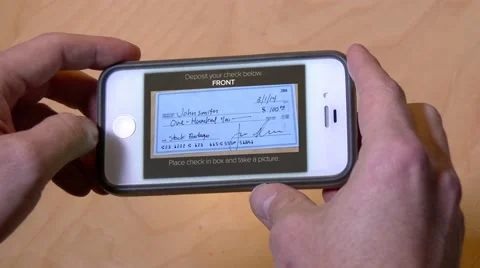 Deposit Check with Mobile Phone Check Stays Stock Footage