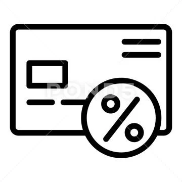 Deposit credit card line icon. Plastic card with percent vector illustration Stock Illustration