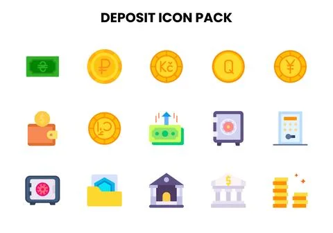 Deposit Flat UI Icons Pack Stock Illustration