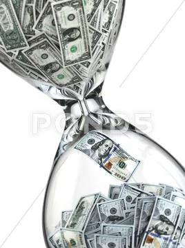 Deposit or investment. growth of the dollar. hourglass Stock Illustration