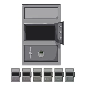 Deposit safe cartoon vector graphic sign color Illustration