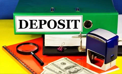 Deposit. Text label in the accounting folder. Stock Photos