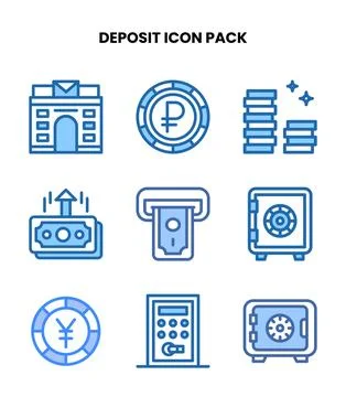 Deposit Two Colour Graphics Icons Pack Stock Illustration