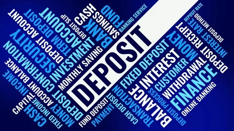 Deposit Word Cloud with Customer Account Management, Finance, and Interest .. Stock Footage 341552011