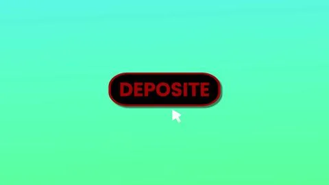 DEPOSITE button pressed on computer screen by cursor pointer mouse illustra.. Illustrazione stock