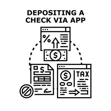 Depositing check digitally using remote banking application Stock Illustration