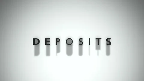 Deposits 3D title animation matte black text on a white background Stock Footage 300716529