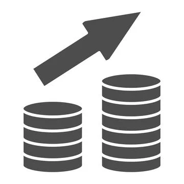Deposits solid icon, Black bookkeeping concept, Growing Coin Stacks sign on イラスト素材
