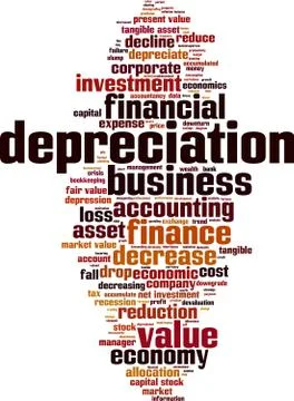 Depreciation word cloud Stock Illustration