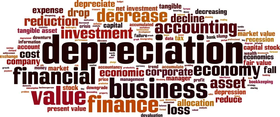 Depreciation word cloud Stock Illustration