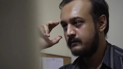 Depressed and exhausted man in the office Stock Footage 145596302