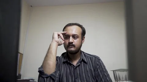 Depressed and exhausted man in the office Stock Footage 145596374