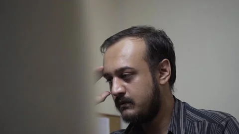 Depressed and exhausted man in the office Stock Footage 145596472